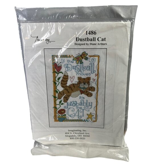 Imaginating Inc Cross Stitch Design Dustball Cat 1486 by Diane Arthurs NEW - Picture 1 of 5